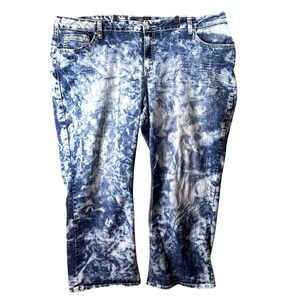 Cato Contemporary 28W Plus Acid Wash Jeans Wing Embroidered Sequin Straight Leg